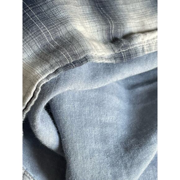 Vince Blue Plaid Double Breasted Pocket Button Front Shirt Large - Picture 4 of 9